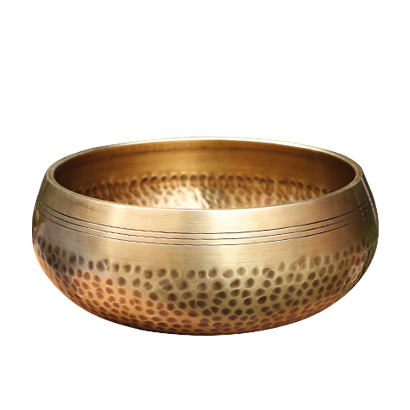 Hand-hammered pattern singing bowl, yoga meditation copper gong, resonant copper sound therapy bowl