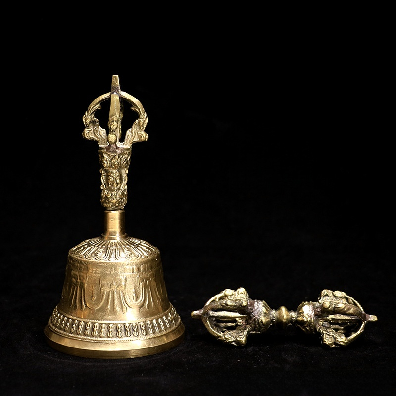 Nepalese Handmade Vajra Bell and Pestle Bronze Ornament, Healing Buddhist Supplies