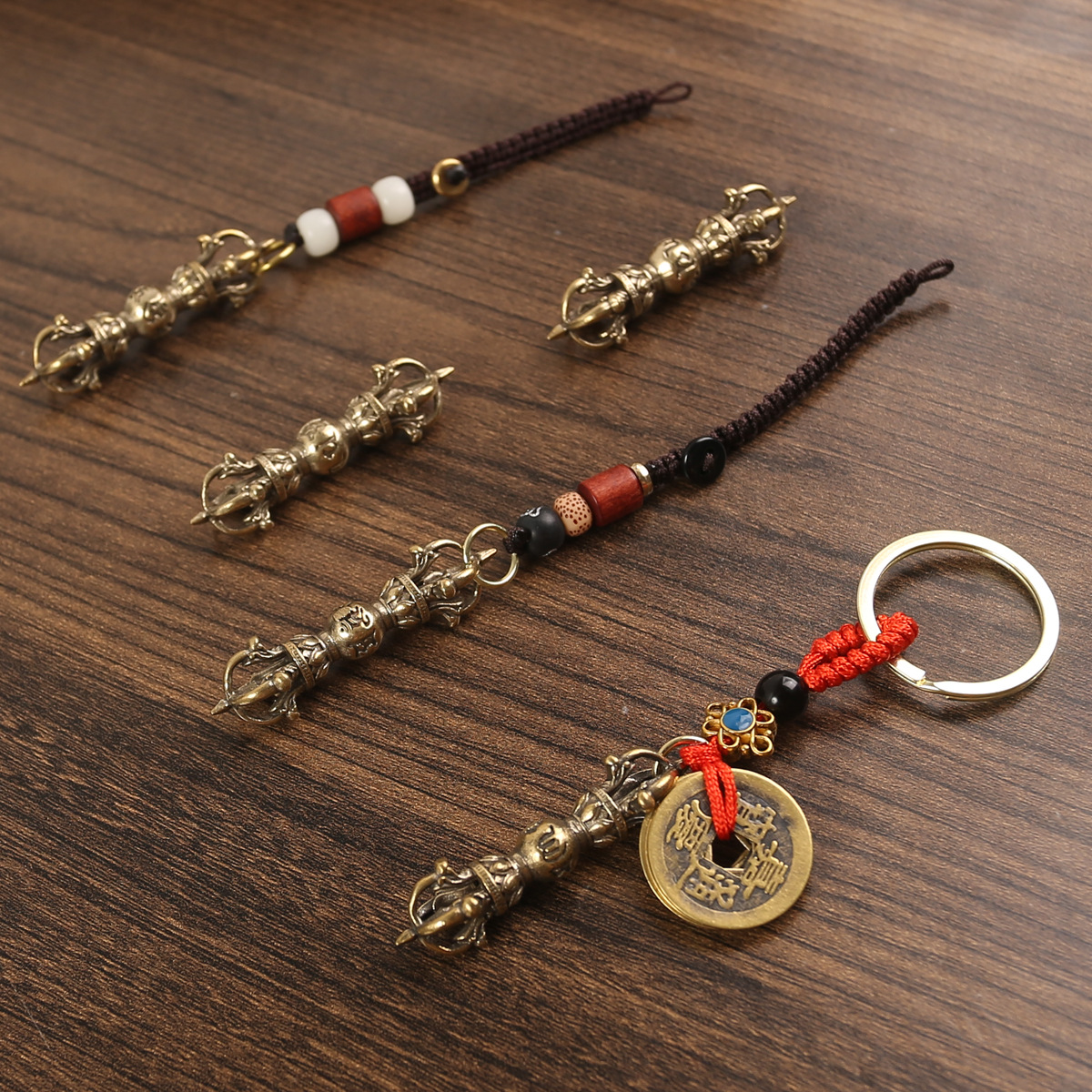 Six-character Mantra Vajra Pestle Tibetan Buddhist Ritual Implement Pendant Modern Casting Craft Brass Six-character Vajra Pestle Pendant