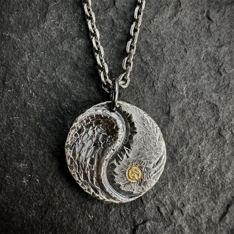 Taoist Youth Tai Chi Pendant Necklace Bagua Traditional Culture Handcrafted Engraving