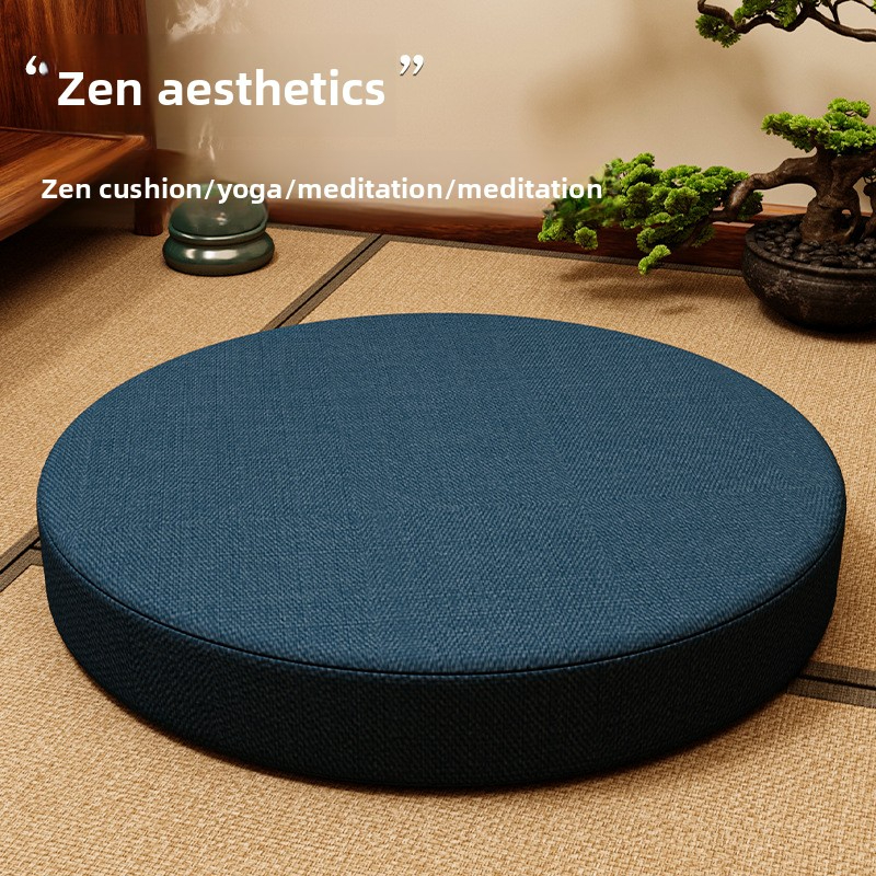 Round embroidered meditation cushion for home use, suitable for worship