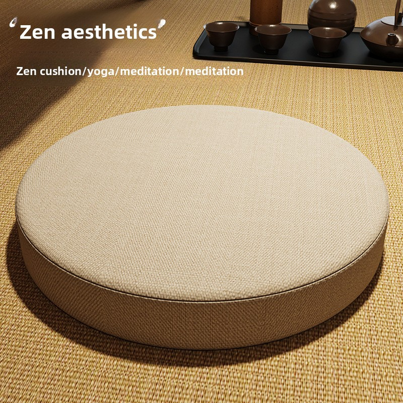 Round embroidered meditation cushion for home use, suitable for worship
