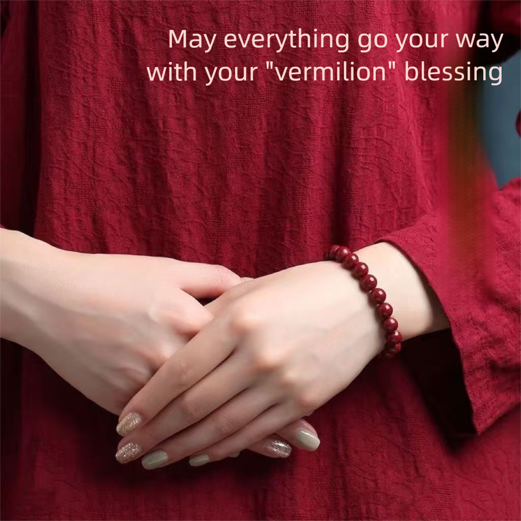 Imitation Cinnabar Single Circle Bracelet for Women, Plain Bead Bracelet, Birth Year Purple Gold Sand Bracelet, Men's Cinnabar, Low Cinnabar Content