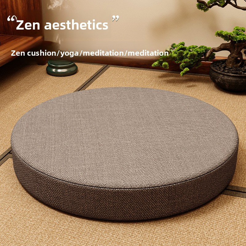 Round embroidered meditation cushion for home use, suitable for worship