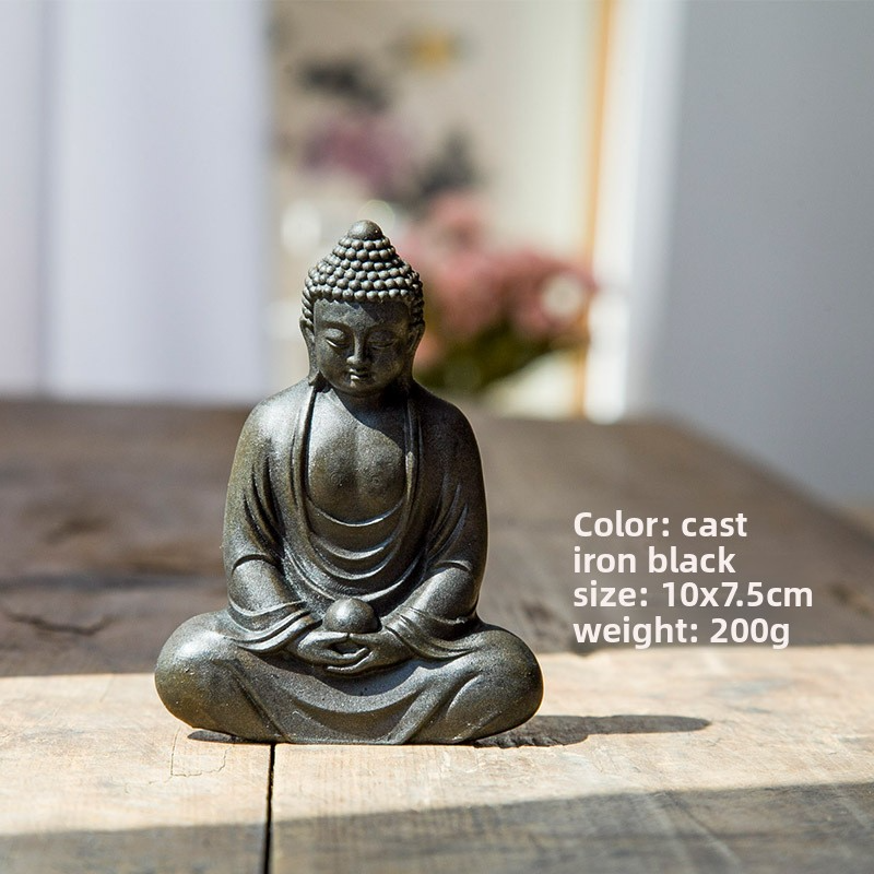 Chinese Zen-style Tathagata Buddha statue home decoration, retro and aged handicraft ornament