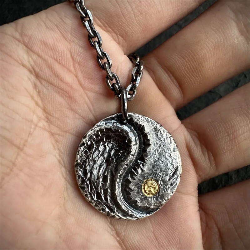 Taoist Youth Tai Chi Pendant Necklace Bagua Traditional Culture Handcrafted Engraving