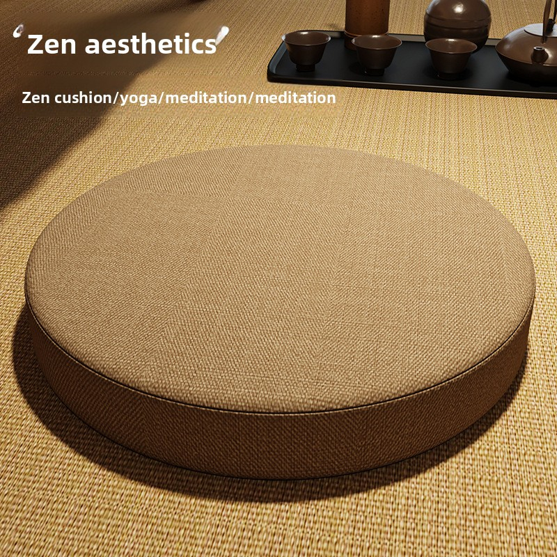 Round embroidered meditation cushion for home use, suitable for worship