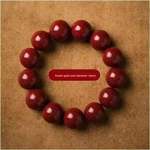 Imitation Cinnabar Single Circle Bracelet for Women, Plain Bead Bracelet, Birth Year Purple Gold Sand Bracelet, Men's Cinnabar, Low Cinnabar Content