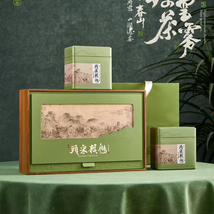 【新品】千島湖銀針(特級高級緑茶) 木箱入り 125g×2箱セット 贈答用にも◎ 静岡茶通信直販センター / 2本箱入(睦月-むつき-・深緑)