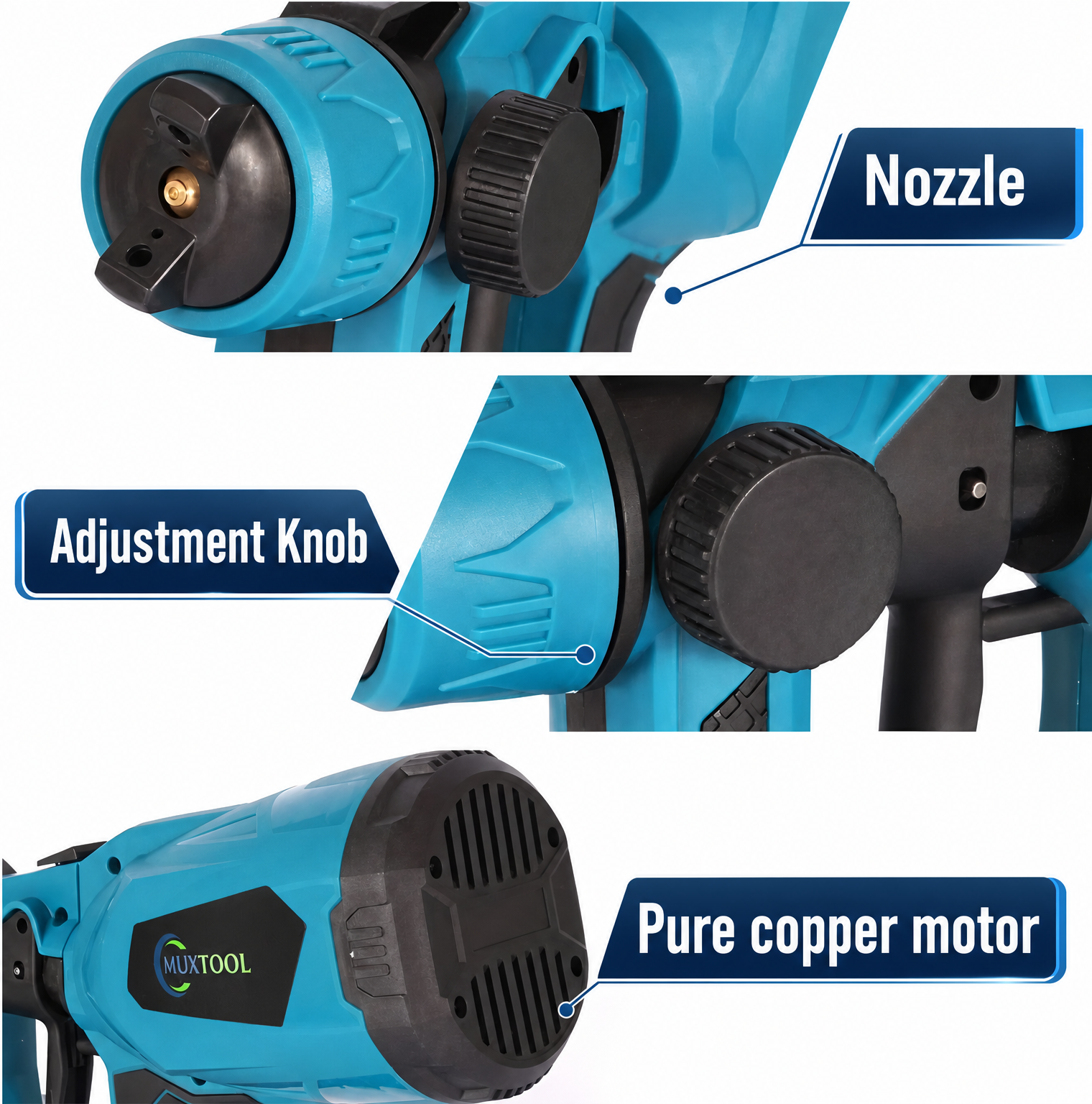 Cordless paint gun with 2 batteries, suitable for painting houses, furniture and interior home furnishings.