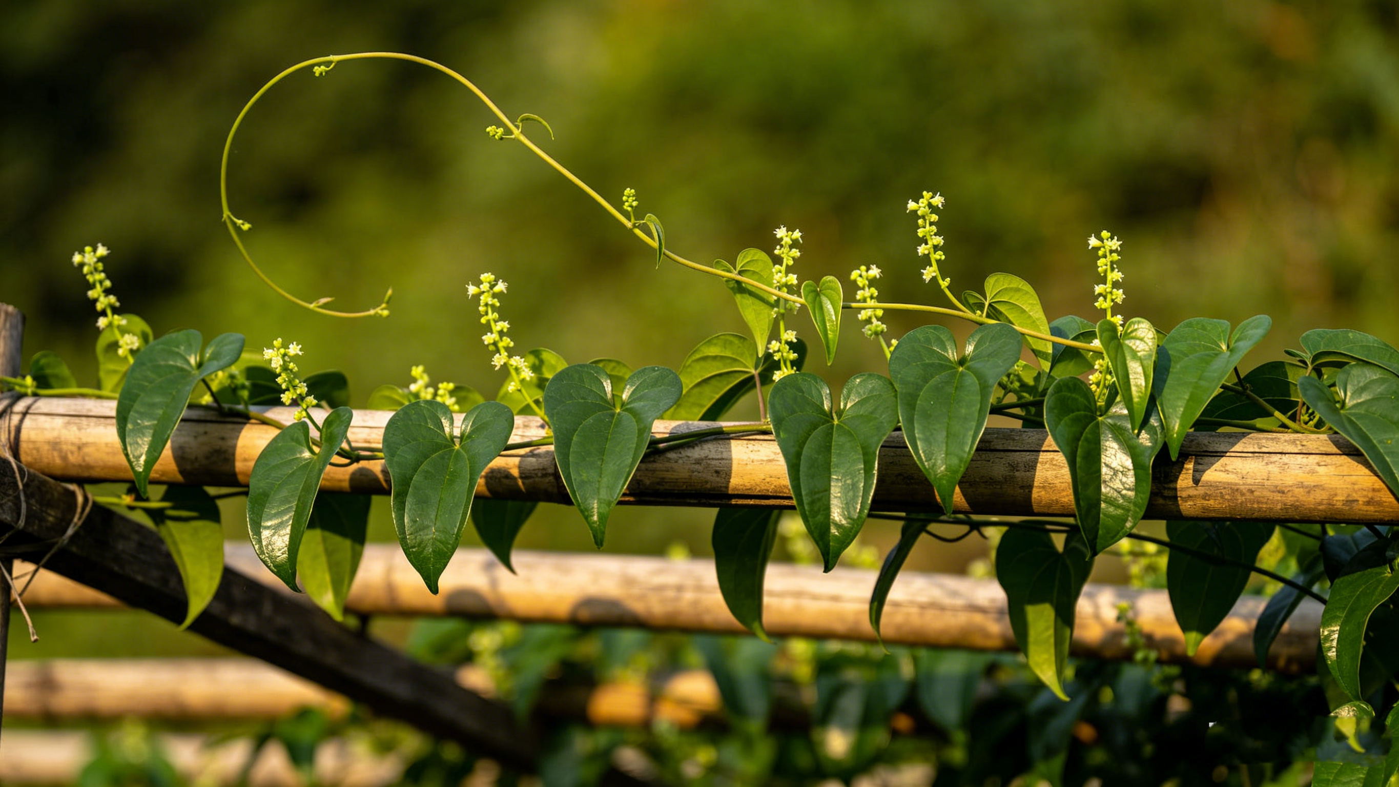 Tuber Fleeceflower Stem, vine of Polygonum multiflorum, enters heart & liver, calms mind, dispels wind, guides yang into yin, treats insomnia and body pain.