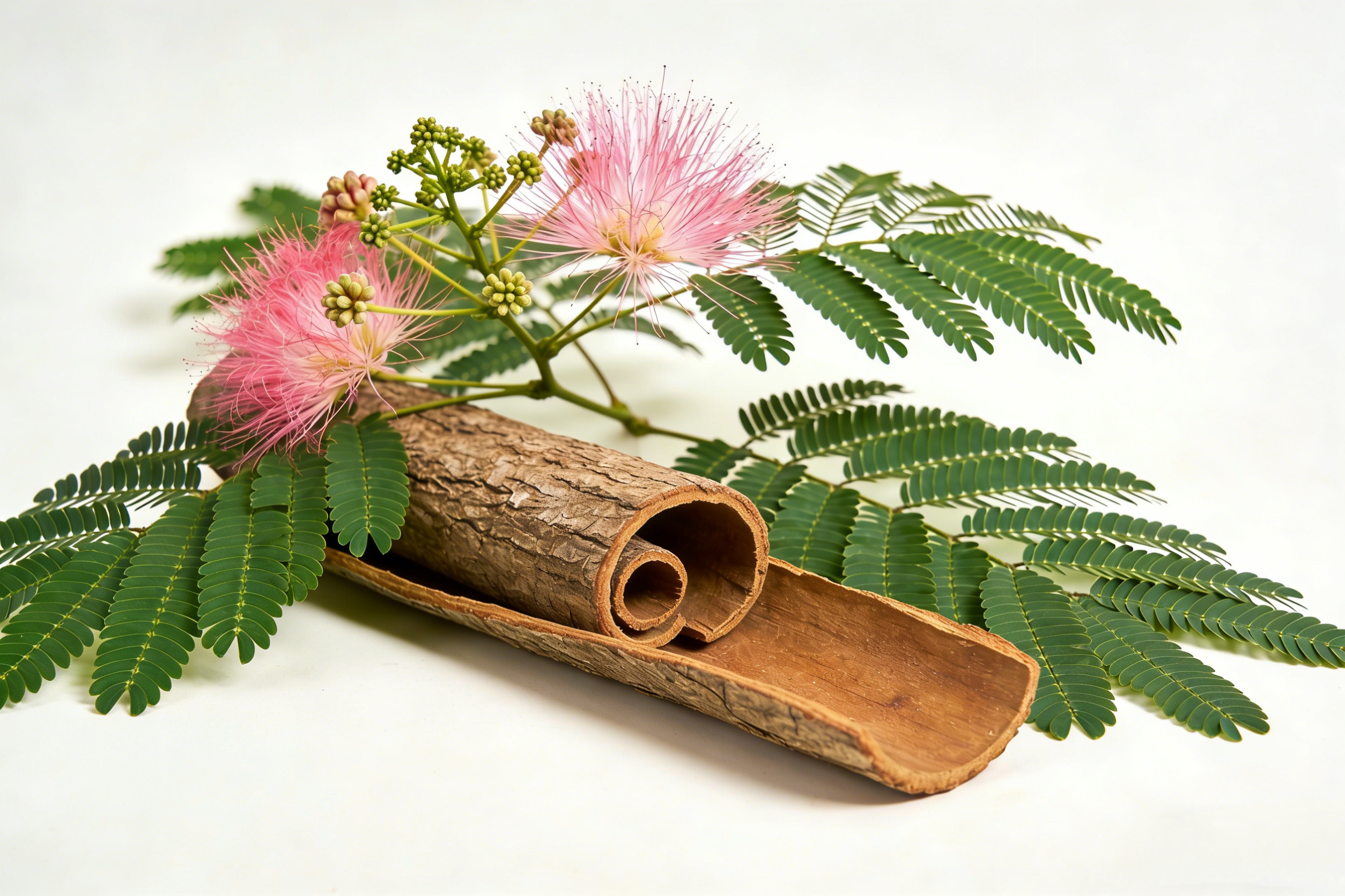 Silktree albizia bark is the dried stem bark of Albizia julibrissin, Latin name ALBIZZIAE CORTEX, known for relieving depression, calming the mind, invigorating blood and reducing swelling, commonly used in emotional disorders and traumatic injuries.