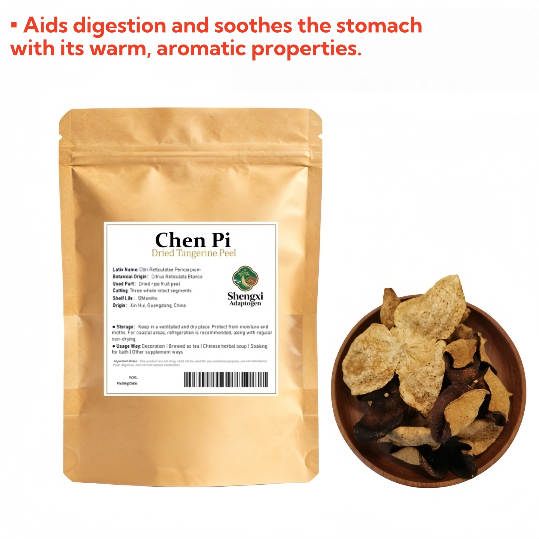 Dried Tangerine Peel  (Xin Hui Chen Pi) cutting peel