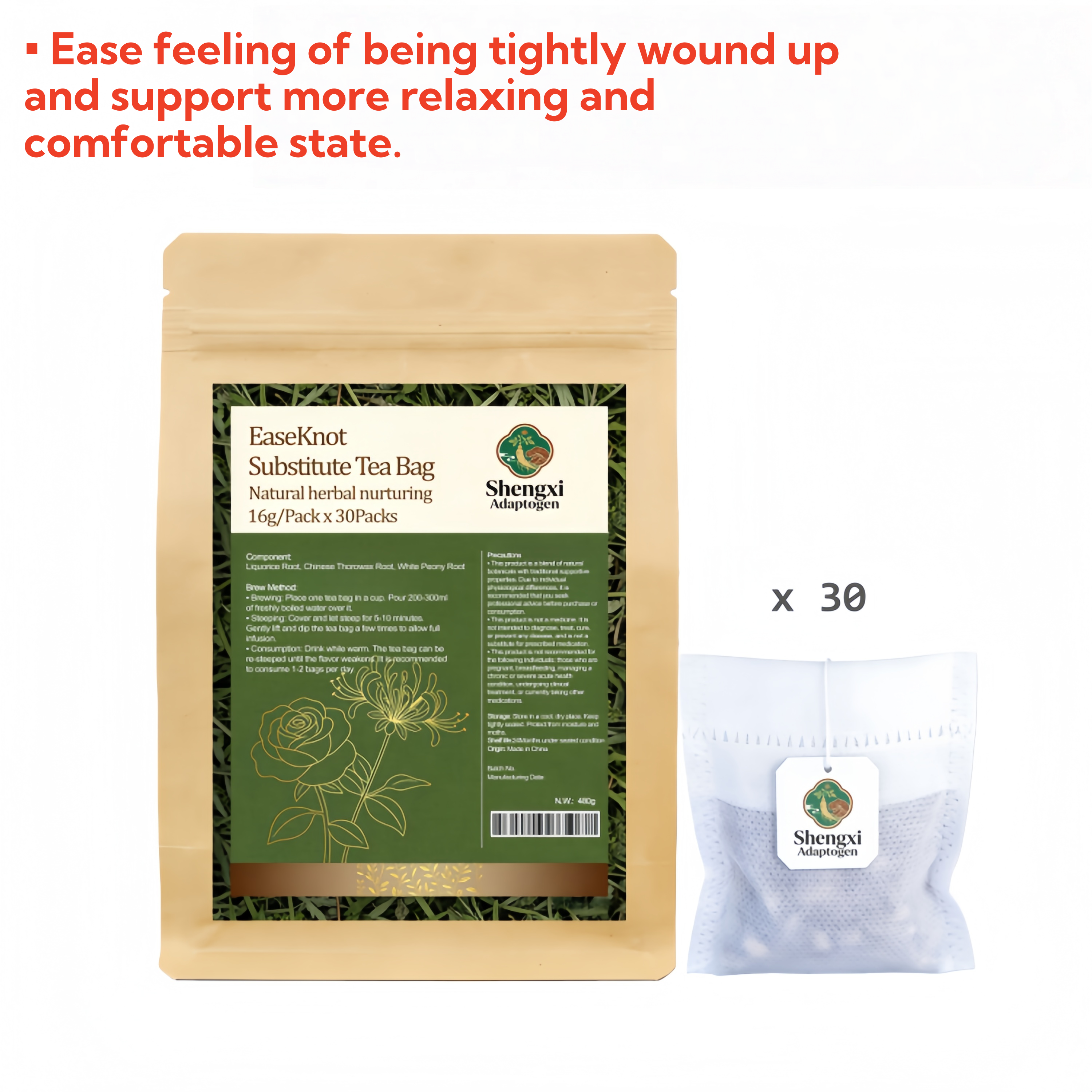 EaseKnot Substitute Tea Bag Natural Herbal Nurturing 16g/Pack x30Packs