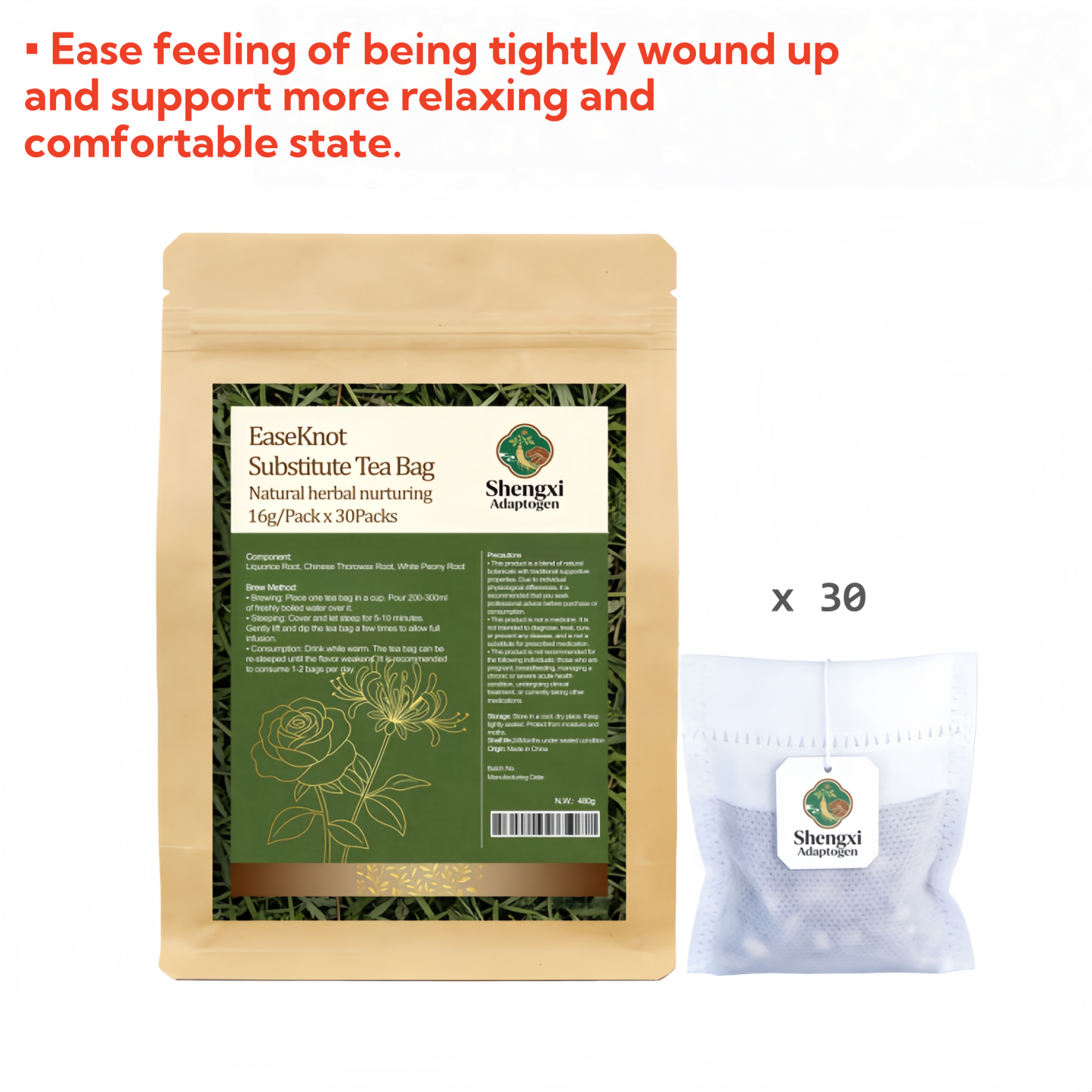 EaseKnot Substitute Tea Bag Natural Herbal Nurturing 16g/Pack x30Packs