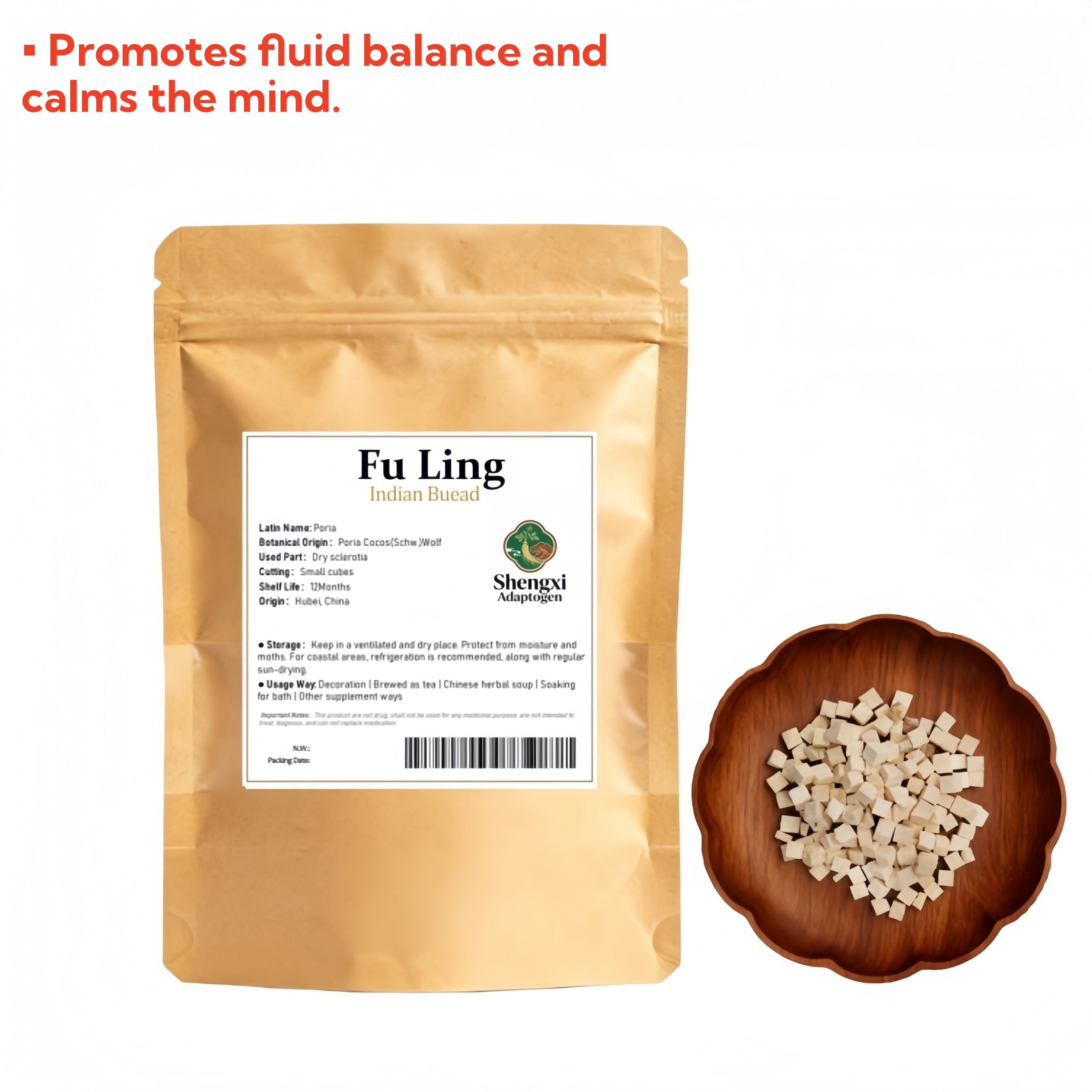 Indian Buead (Fu Ling) cutting in cubes