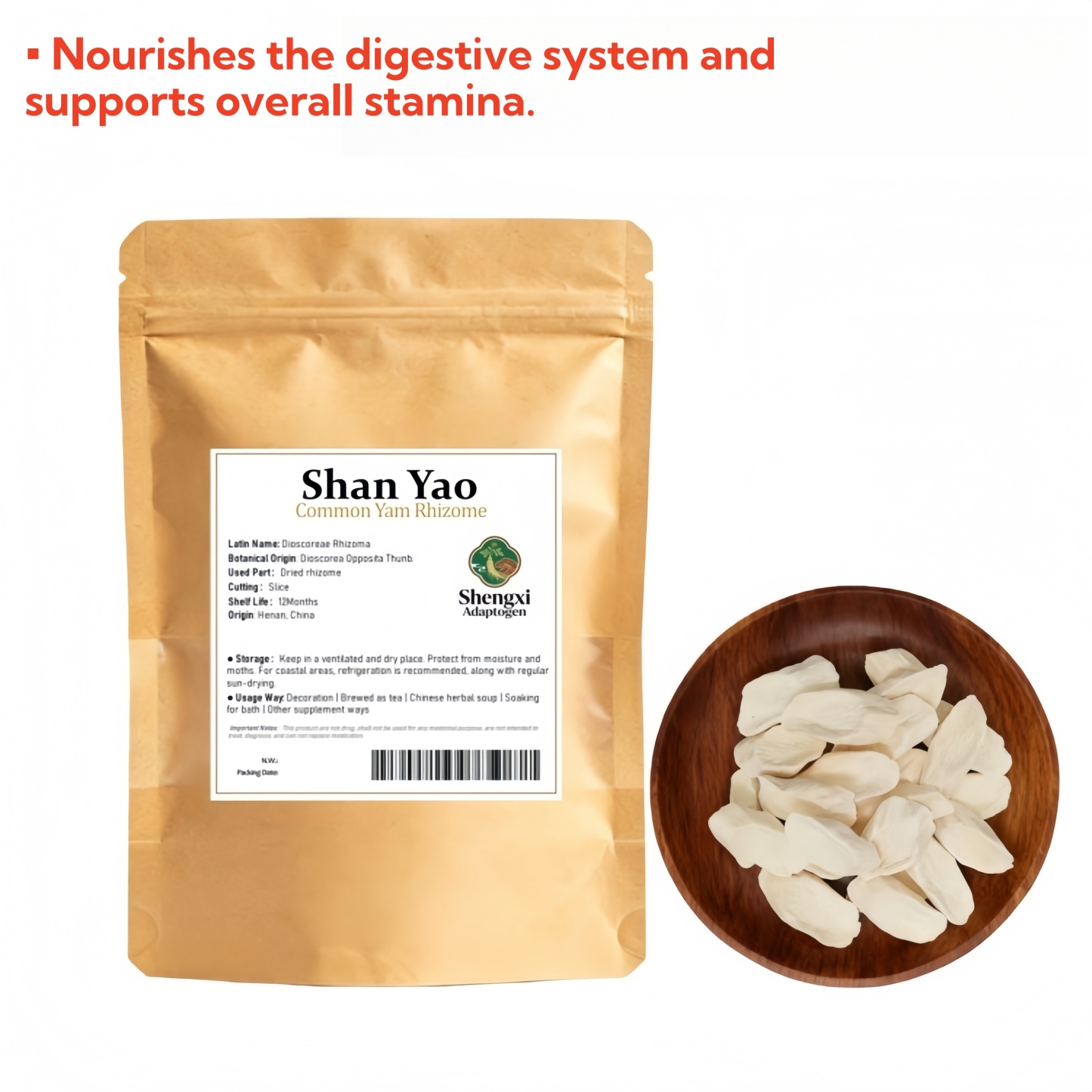 Common Yam Rhizome Chinese Yam ( Shan Yao ) cutting slice