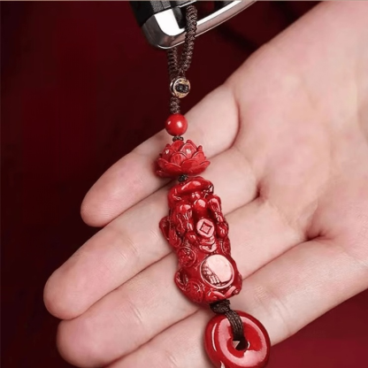 蓮花貔貅平安扣硃砂掛件