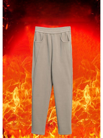 雪貂絨加厚高腰修身長褲