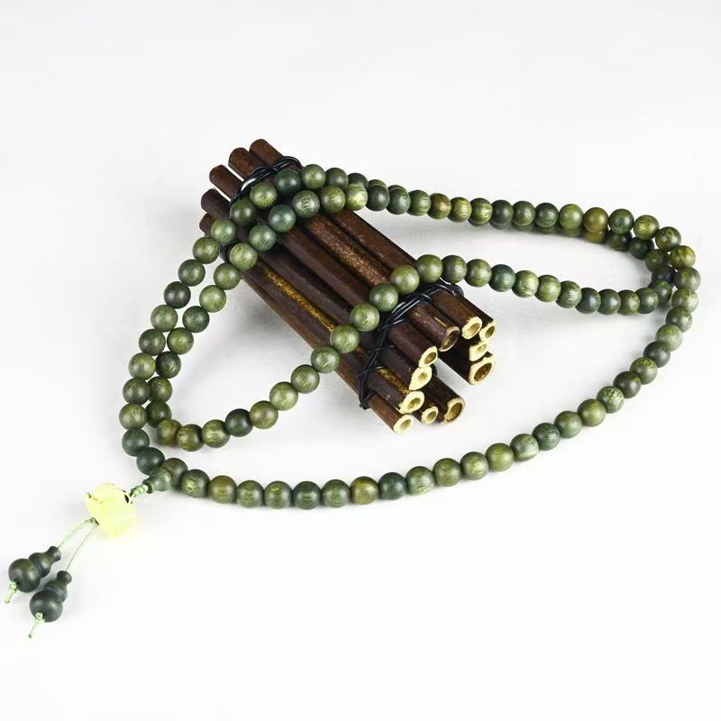緑檀ブレスレット 108珠 4重 6mm 蓮の花 お守り 数珠 ブレスレット 腕輪数珠  男性用 女性用