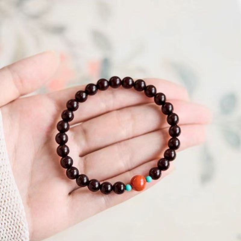 紫檀木ブレスレット 天然木  インド産 6mm 南紅瑪瑙 天然石 お守り ブレスレット 腕輪数珠 男性用 女性用 和風 