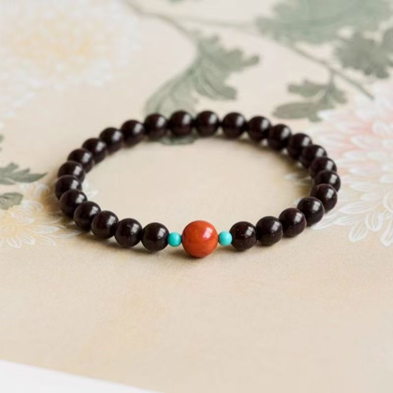 紫檀木ブレスレット 天然木  インド産 6mm 南紅瑪瑙 天然石 お守り ブレスレット 腕輪数珠 男性用 女性用 和風 