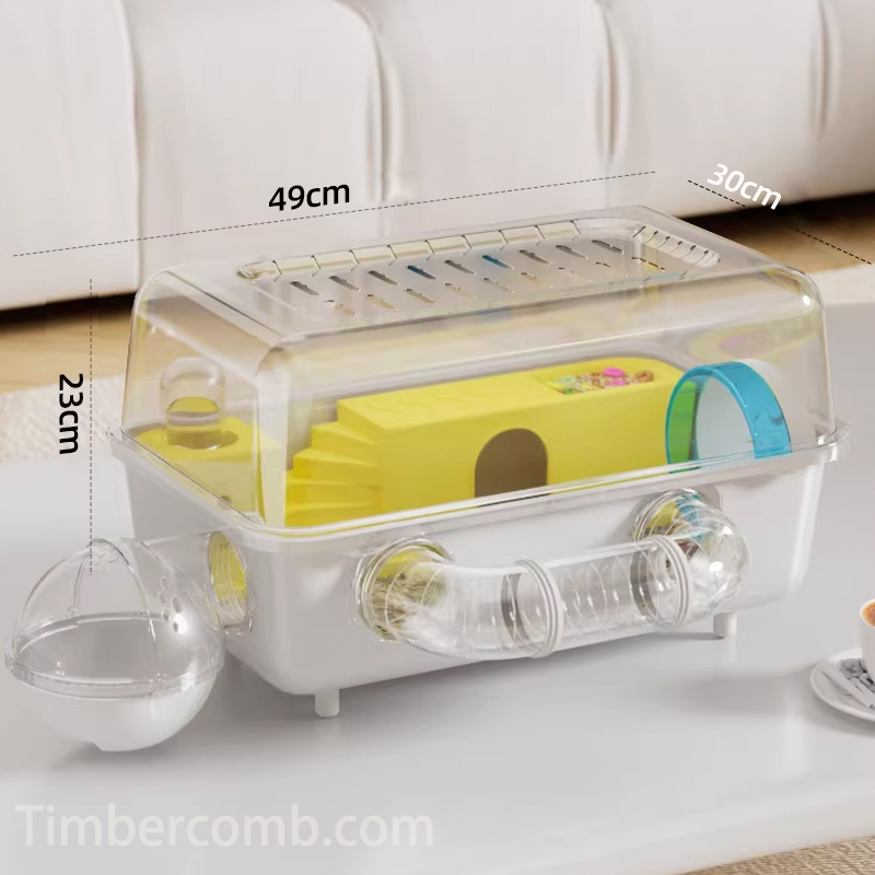 キンクマハムスター ケージ ハムスターケージ 小動物 ケージ 透明 大型 2階 上下分離式 おしゃれ 脱走防止  持ち運び 小動物 爬虫類 飼育ケース