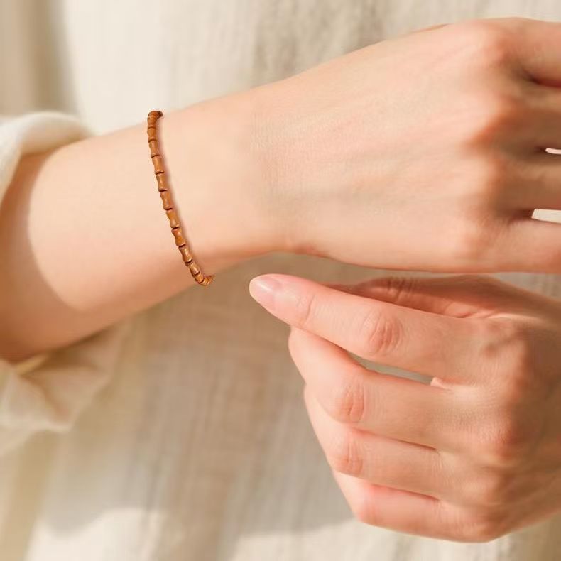 天然桃木ブレスレット 竹節 瓢箪 平安彫刻 天然木 お守り 縁起物 腕輪 ブレスレット 男女兼用