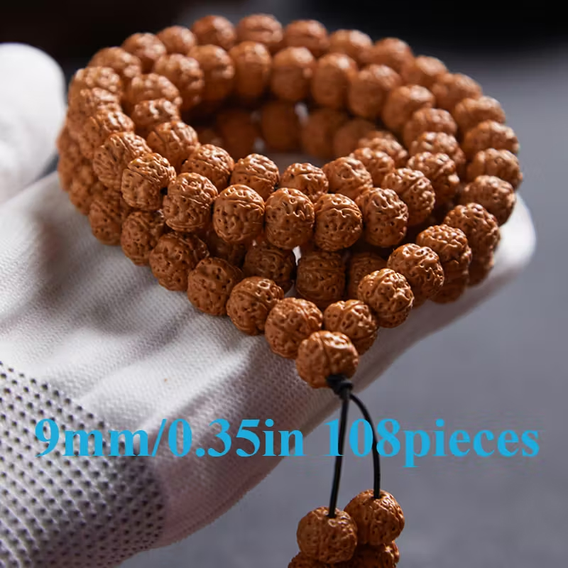 インドネシア産108玉数珠ブレスレット。男女兼用で盤遊びにも使えるアクセサリー、仏珠として首に掛けるオリジナルスタイルの文房具。