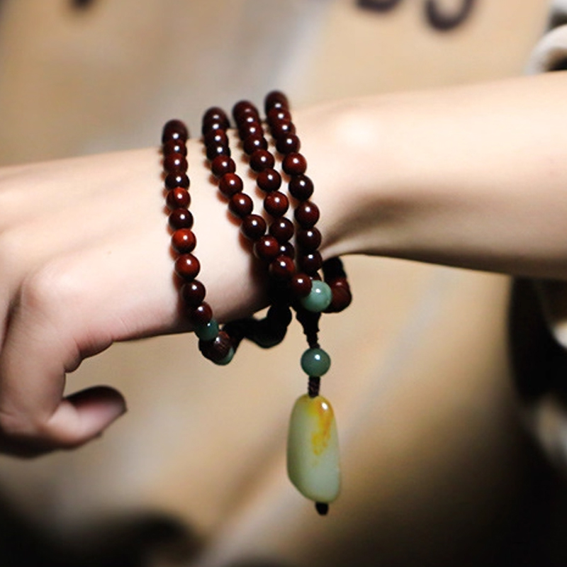 数珠ブレスレット 108玉 印度紫檀 天然石 ブレスレット 男性用 女性用 数珠ブレス ギフト 