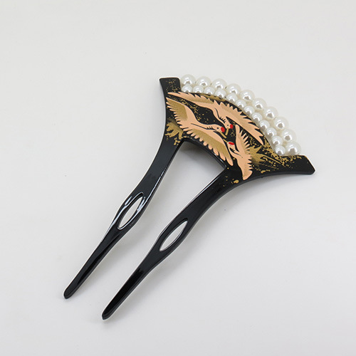 かんざし バチ型 和装髪飾り 扇型 二本挿し 簪 黒留袖 着物 浴衣 鶴 初詣  髪飾り 和装 着物 ヘアアクセサリー 袴 振袖 かんざし お祝 髪留め