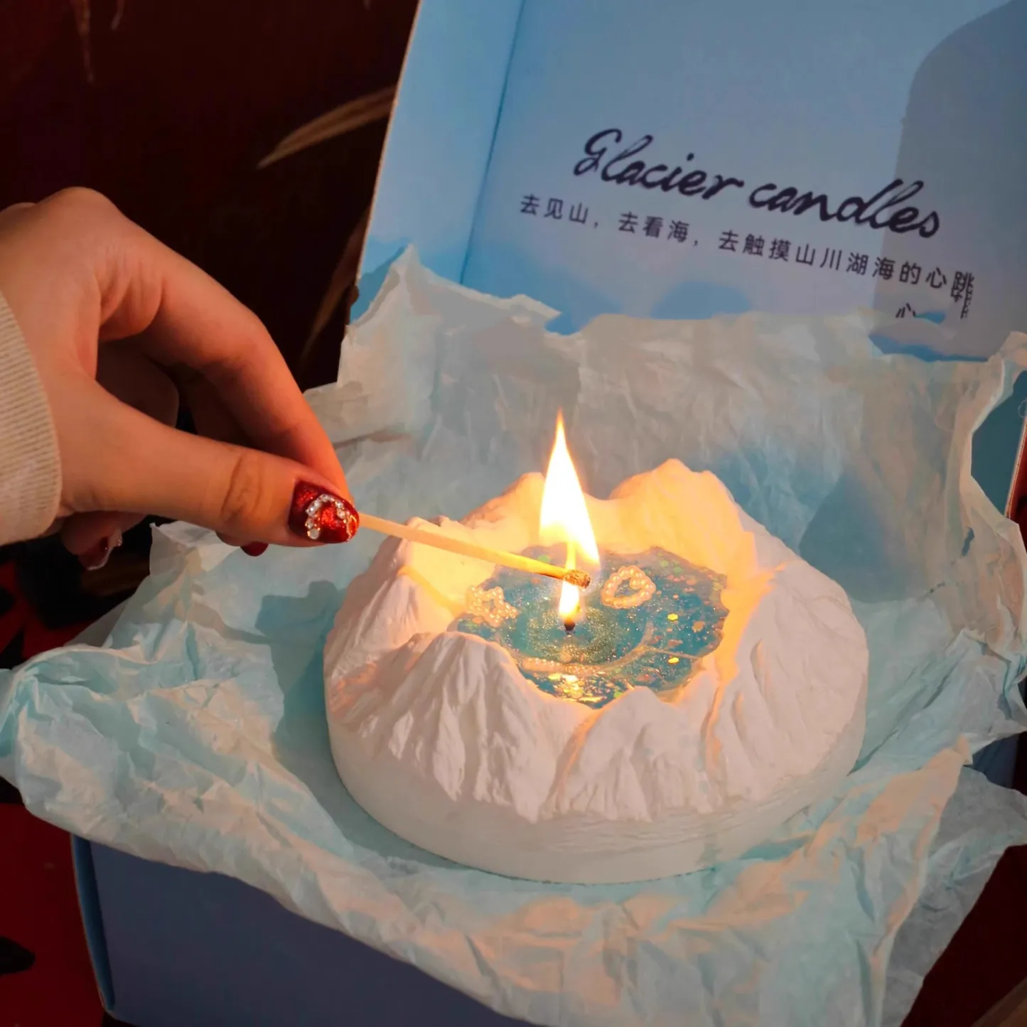 雪山 星空キャンドル アロマキャンドル 氷山 セメント製 インテリア 装飾品 おしゃれ 癒し キャンドル リビング 寝室 玄関