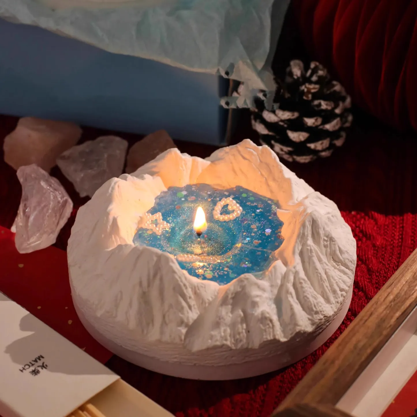 雪山 星空キャンドル アロマキャンドル 氷山 セメント製 インテリア 装飾品 おしゃれ 癒し キャンドル リビング 寝室 玄関