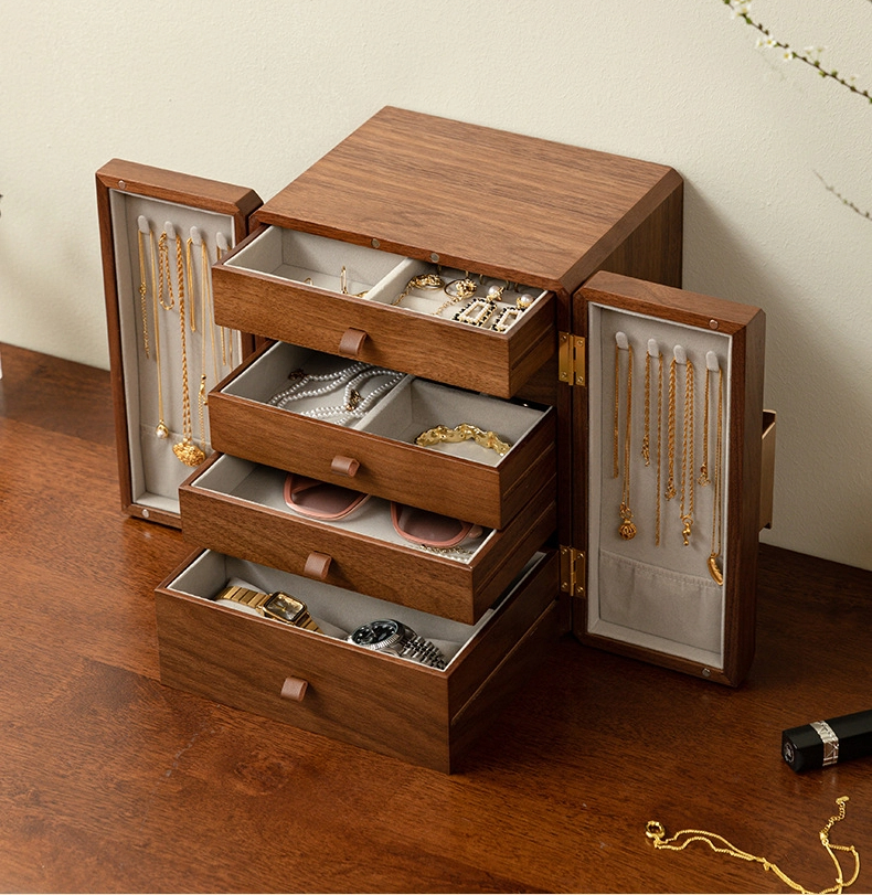 高級 ジュエリーボックス ジュエリケース 木製 大容量 アクセサリー 収納  おしゃれ ウールナット ベゴニア 宝石箱 指輪 ネックレス イヤリング ピアス 時計 収納 誕生日 プレゼント 母の日