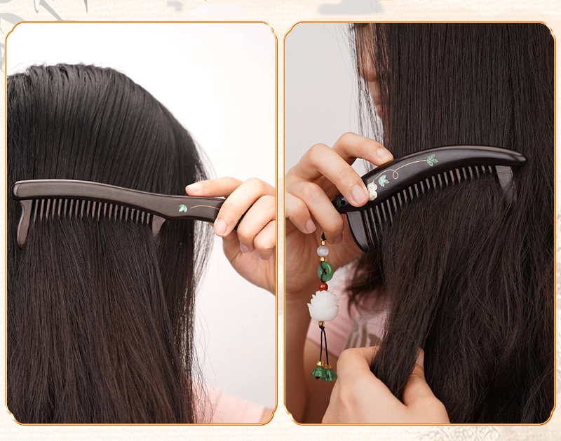 櫛 2本セット くし 木製 高級 コーム 檀木 解櫛 手付櫛 ヘアブラシ 静電気防止 頭皮ケア 敬老の日 母の日 ギフト ギフトボックス付き 