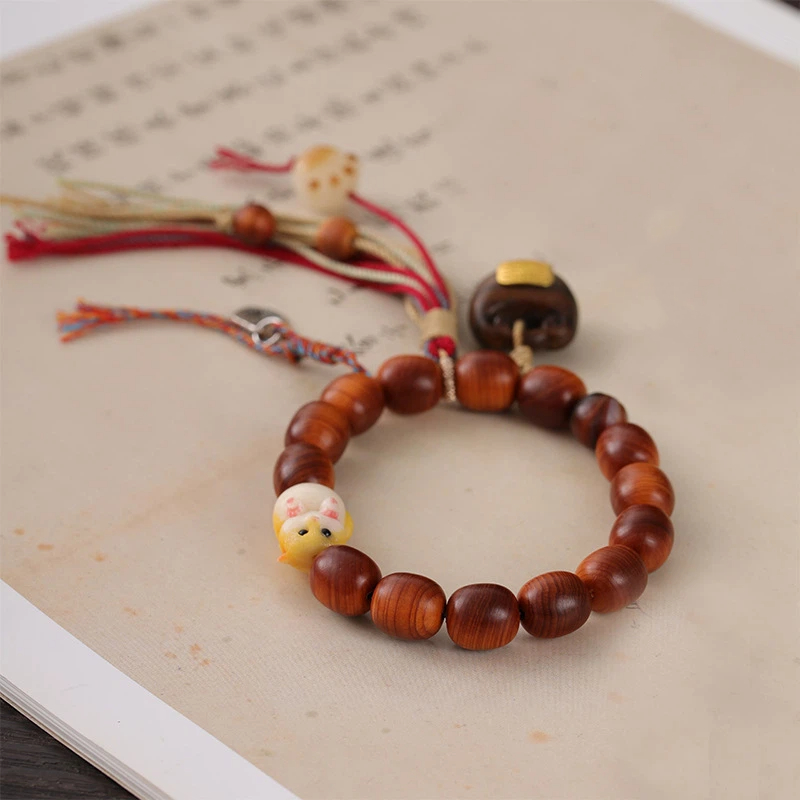 数珠 ブレスレット 崖柏 木 レディース ハムスター 如意（にょい）付 女性用 数珠 可愛い 和風 ギフト