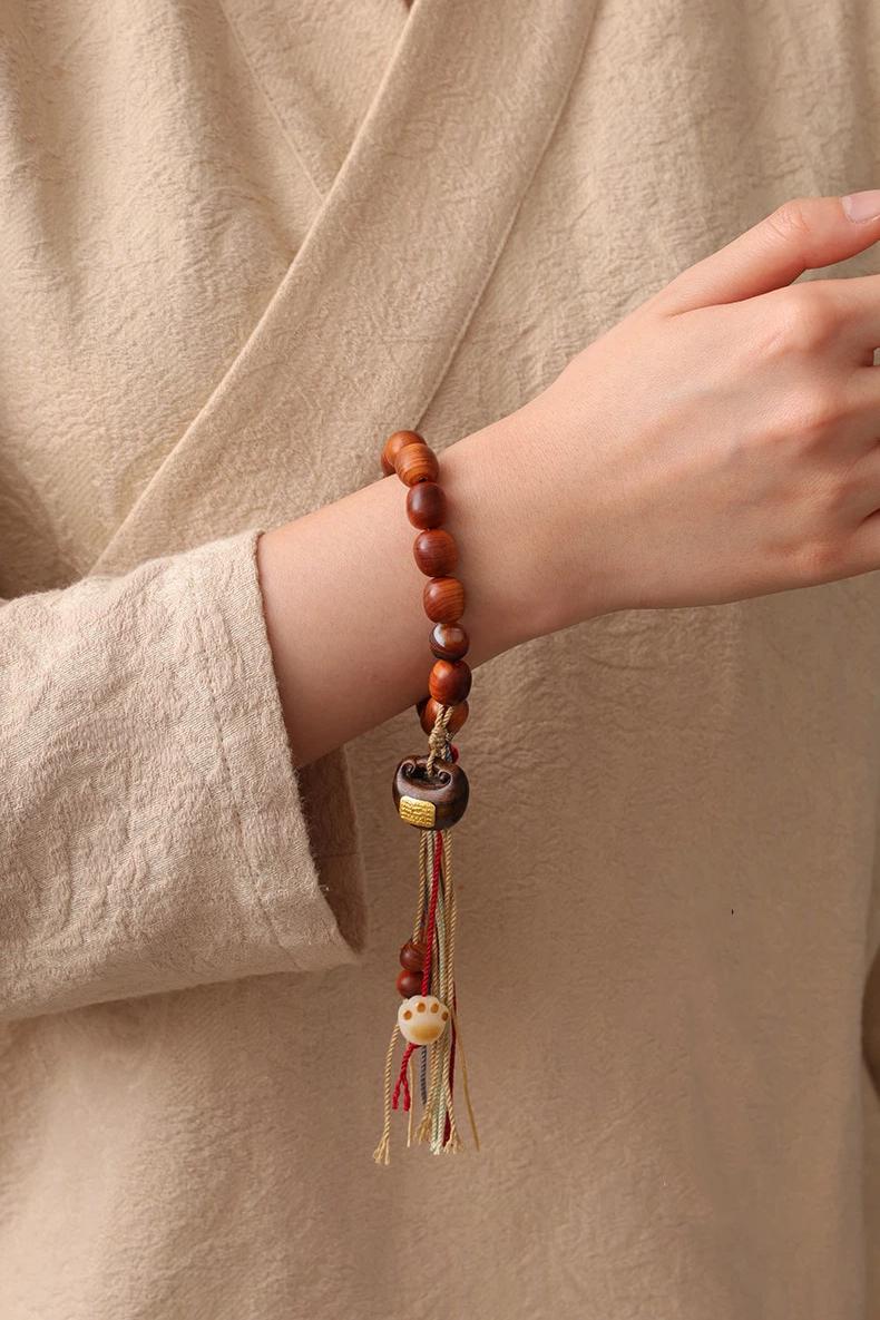 数珠 ブレスレット 崖柏 木 レディース ハムスター 如意（にょい）付 女性用 数珠 可愛い 和風 ギフト