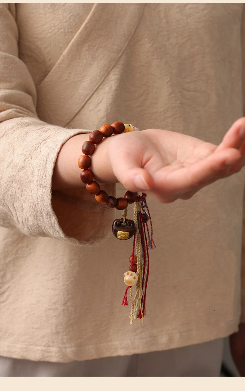 数珠 ブレスレット 崖柏 木 レディース ハムスター 如意（にょい）付 女性用 数珠 可愛い 和風 ギフト