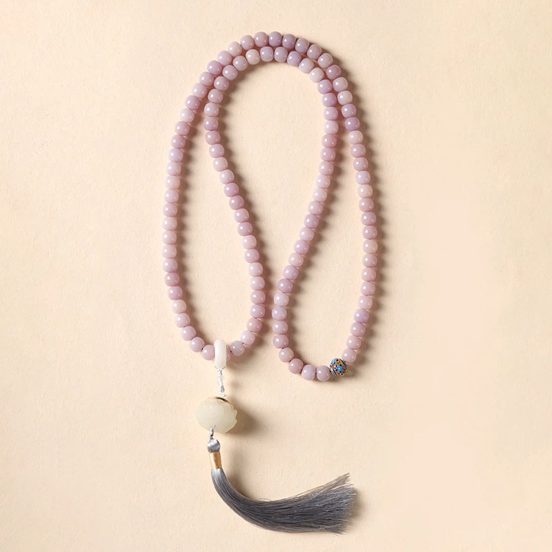 数珠ブレスレット 108玉 菩提樹 女性用 蓮花 念珠 数珠 ピンク パープル
