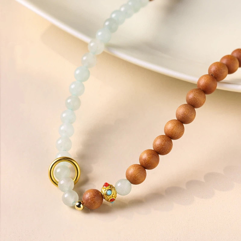 数珠ブレスレット 天然木 天然石 2連数珠 女性用 男性用 ブレスレット 緑檀 白檀 金絲檀 サンダルウッド 水晶 