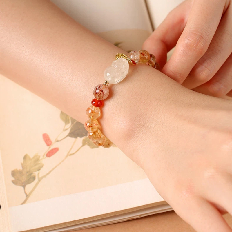 水晶 ブレスレット 天然石 8mm 女性用 シトリンブレスレット 数珠 念珠