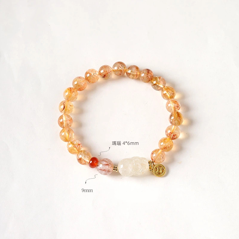 水晶 ブレスレット 天然石 8mm 女性用 シトリンブレスレット 数珠 念珠