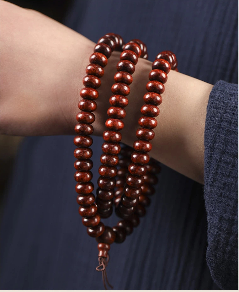 木 ブレスレット 男性用 女性用 インド産 紫檀 数珠ブレス  