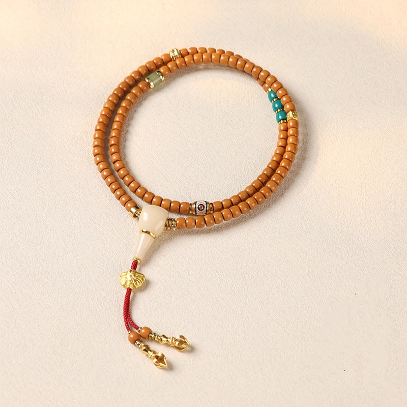 数珠ブレスレット 108玉 オリーブ核 天然石 女性用 男性用 腕輪 ブレスレット