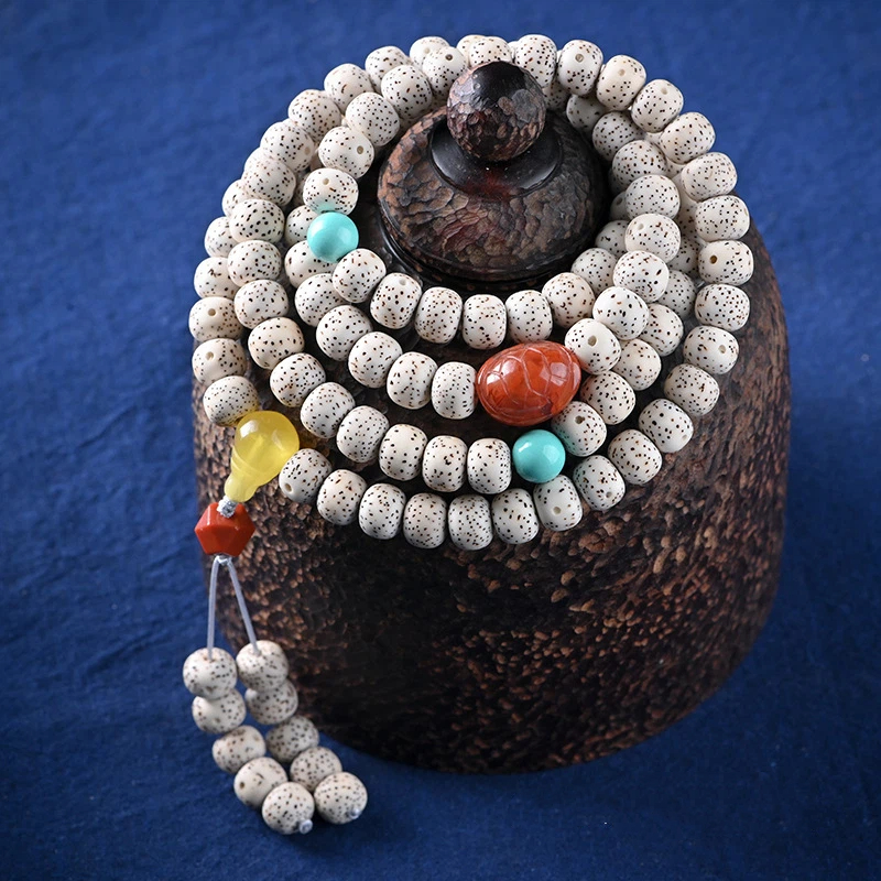 数珠 ブレスレット 108玉 星月菩提樹 赤瑪瑙 手首数珠 ペンダント 男性用 女性用