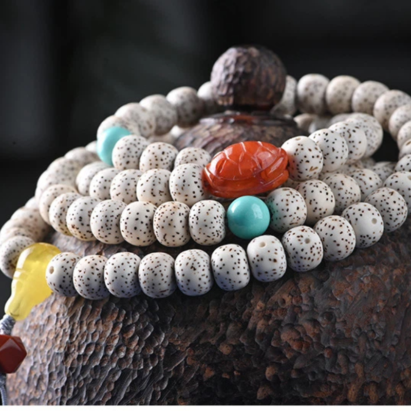 数珠 ブレスレット 108玉 星月菩提樹 赤瑪瑙 手首数珠 ペンダント 男性用 女性用