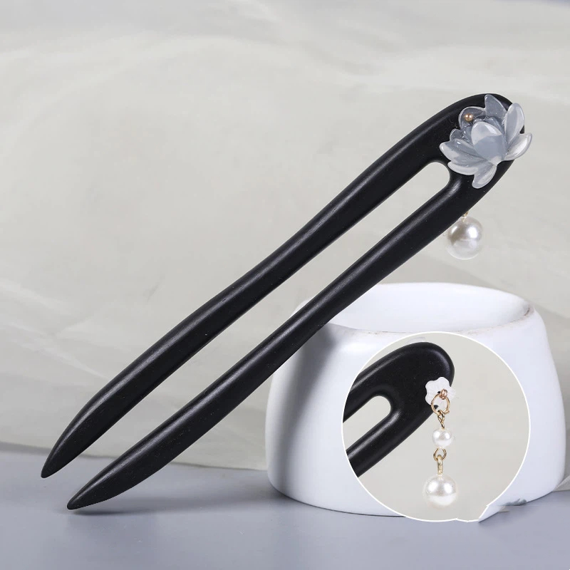 かんざし 簪 U字型 レディース ヘアアクセサリー 黒檀簪 普段使い 留袖用 結婚式 