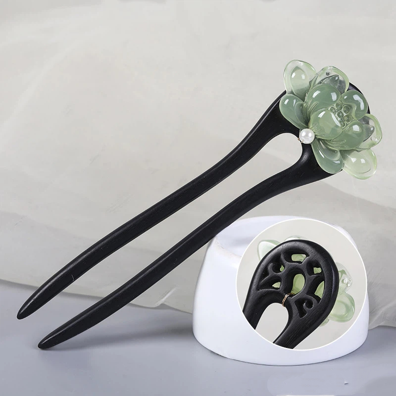 かんざし 簪 U字型 レディース ヘアアクセサリー 黒檀簪 普段使い 留袖用 結婚式 