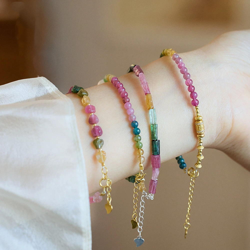 トルマリン ブレスレット 天然石  パワーストーン レディース 数珠 カラー 浄化用