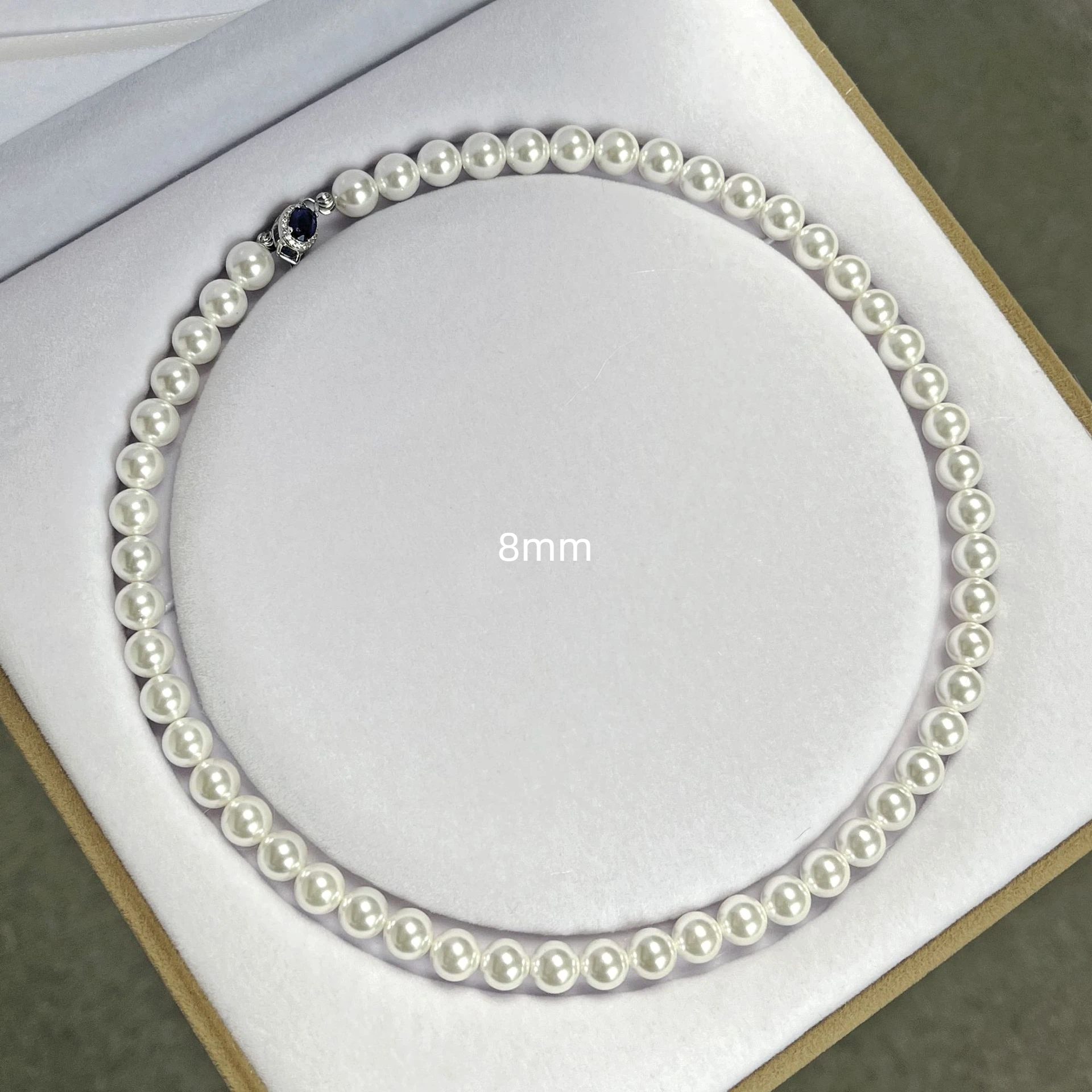 パールネックレス オーストラリア産 白蝶真珠 天然 ブルーサファイア 6mm 8mm 10mm